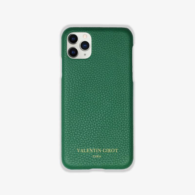 Coque pour iPhone 11 Pro Max en cuir grainé vert